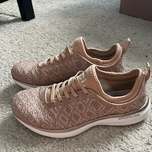 APL rose gold knit sneakers